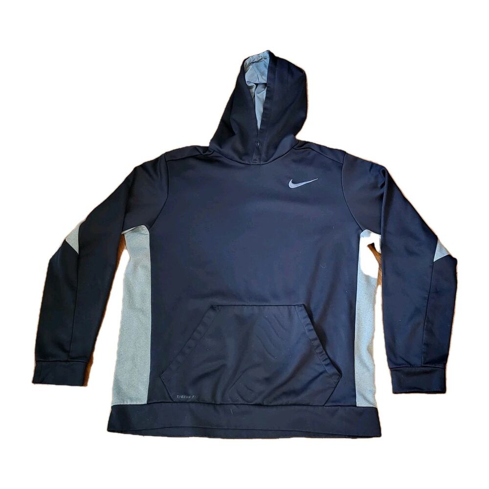 Men's Nike Pullover Hoodie Size XL Therma Fit Black & Gray